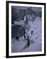 Climbers Crossing Ladder on Everest, Nepal-Michael Brown-Framed Premium Photographic Print
