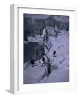 Climbers Crossing Ladder on Everest, Nepal-Michael Brown-Framed Photographic Print