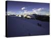 Climbers Follow Footsteps in the Snow, New Zealand-Michael Brown-Stretched Canvas