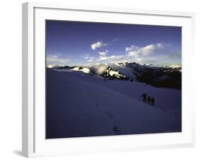 Climbers Follow Footsteps in the Snow, New Zealand-Michael Brown-Framed Photographic Print