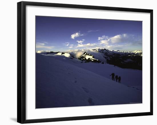 Climbers Follow Footsteps in the Snow, New Zealand-Michael Brown-Framed Photographic Print