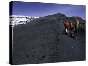 Climbers Heading up a Rocky Trail, Kilimanjaro-Michael Brown-Stretched Canvas