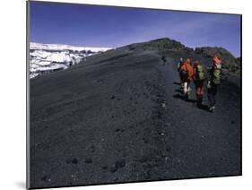 Climbers Heading up a Rocky Trail, Kilimanjaro-Michael Brown-Mounted Premium Photographic Print