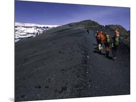 Climbers Heading up a Rocky Trail, Kilimanjaro-Michael Brown-Mounted Premium Photographic Print