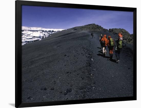 Climbers Heading up a Rocky Trail, Kilimanjaro-Michael Brown-Framed Premium Photographic Print