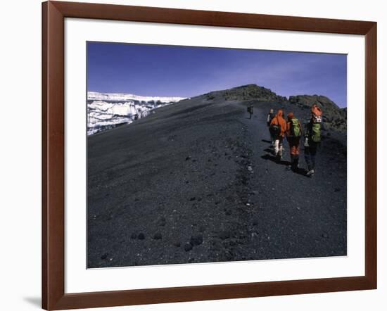 Climbers Heading up a Rocky Trail, Kilimanjaro-Michael Brown-Framed Photographic Print