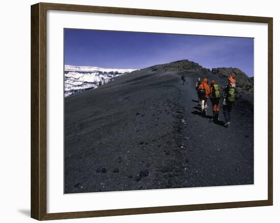 Climbers Heading up a Rocky Trail, Kilimanjaro-Michael Brown-Framed Photographic Print