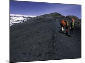 Climbers Heading up a Rocky Trail, Kilimanjaro-Michael Brown-Mounted Photographic Print