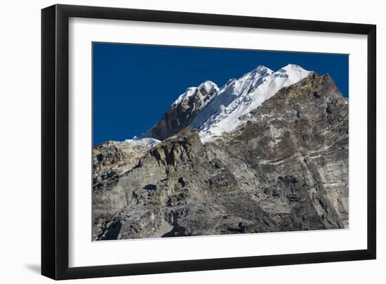 Climbers make their way to summit of Lobuche, 6119m peak in Khumbu (Everest), Nepal, Himalayas-Alex Treadway-Framed Premium Photographic Print