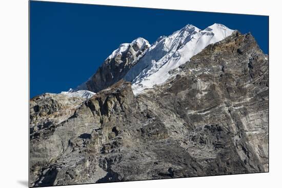 Climbers make their way to summit of Lobuche, 6119m peak in Khumbu (Everest), Nepal, Himalayas-Alex Treadway-Mounted Premium Photographic Print