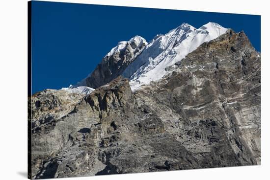 Climbers make their way to summit of Lobuche, 6119m peak in Khumbu (Everest), Nepal, Himalayas-Alex Treadway-Stretched Canvas