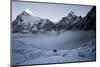 Climbers Navigate the Khumbu Icefall with Pumori and Lingtrin in the Background in Nepal-Kent Harvey-Mounted Photographic Print