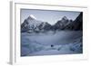 Climbers Navigate the Khumbu Icefall with Pumori and Lingtrin in the Background in Nepal-Kent Harvey-Framed Photographic Print