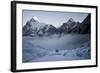 Climbers Navigate the Khumbu Icefall with Pumori and Lingtrin in the Background in Nepal-Kent Harvey-Framed Photographic Print