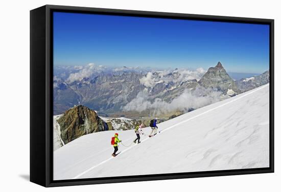 Climbers on Breithorn Mountain-Christian Kober-Framed Stretched Canvas