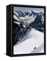 Climbers on Mont Blanc, Aiguille Du Midi, Mont Blanc Massif, Haute Savoie, French Alps, France, Eur-Angelo Cavalli-Framed Stretched Canvas