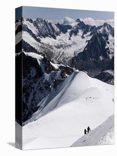 Climbers on Mont Blanc, Aiguille Du Midi, Mont Blanc Massif, Haute Savoie, French Alps, France, Eur-Angelo Cavalli-Stretched Canvas