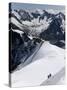 Climbers on Mont Blanc, Aiguille Du Midi, Mont Blanc Massif, Haute Savoie, French Alps, France, Eur-Angelo Cavalli-Stretched Canvas