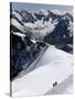 Climbers on Mont Blanc, Aiguille Du Midi, Mont Blanc Massif, Haute Savoie, French Alps, France, Eur-Angelo Cavalli-Stretched Canvas