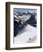 Climbers on Mont Blanc, Aiguille Du Midi, Mont Blanc Massif, Haute Savoie, French Alps, France, Eur-Angelo Cavalli-Framed Photographic Print