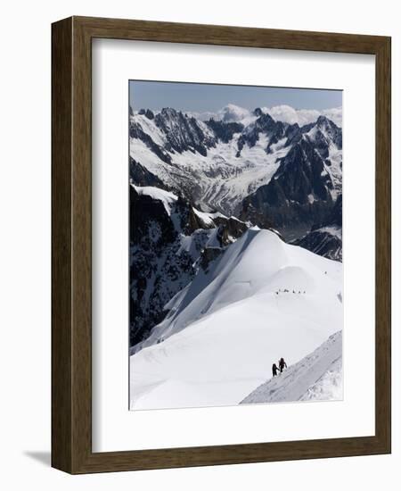 Climbers on Mont Blanc, Aiguille Du Midi, Mont Blanc Massif, Haute Savoie, French Alps, France, Eur-Angelo Cavalli-Framed Photographic Print