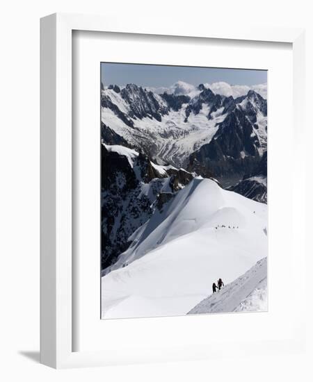 Climbers on Mont Blanc, Aiguille Du Midi, Mont Blanc Massif, Haute Savoie, French Alps, France, Eur-Angelo Cavalli-Framed Photographic Print