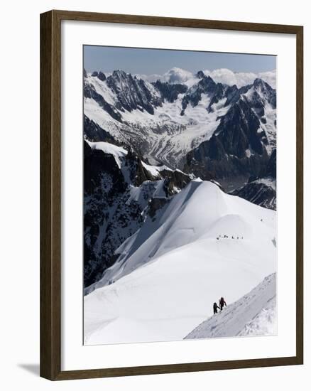 Climbers on Mont Blanc, Aiguille Du Midi, Mont Blanc Massif, Haute Savoie, French Alps, France, Eur-Angelo Cavalli-Framed Photographic Print