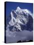 Climbers on Ridge in Dodh Koshir River Valley Photograph Himalayan Peak of Everest Range-Mark Hannaford-Stretched Canvas