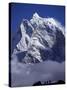 Climbers on Ridge in Dodh Koshir River Valley Photograph Himalayan Peak of Everest Range-Mark Hannaford-Stretched Canvas