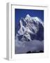 Climbers on Ridge in Dodh Koshir River Valley Photograph Himalayan Peak of Everest Range-Mark Hannaford-Framed Photographic Print