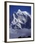 Climbers on Ridge in Dodh Koshir River Valley Photograph Himalayan Peak of Everest Range-Mark Hannaford-Framed Photographic Print