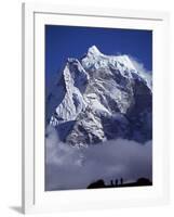 Climbers on Ridge in Dodh Koshir River Valley Photograph Himalayan Peak of Everest Range-Mark Hannaford-Framed Photographic Print