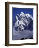 Climbers on Ridge in Dodh Koshir River Valley Photograph Himalayan Peak of Everest Range-Mark Hannaford-Framed Photographic Print