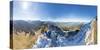 Climbers on steep crest covered with snow in the Ammergau Alps, Tegelberg, Fussen, Bavaria, Germany-Roberto Moiola-Stretched Canvas