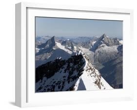Climbers on the Lyskamm Peak in the Monte Rosa Massif, Italian Alps, Piedmont, Italy, Europe-Angelo Cavalli-Framed Photographic Print