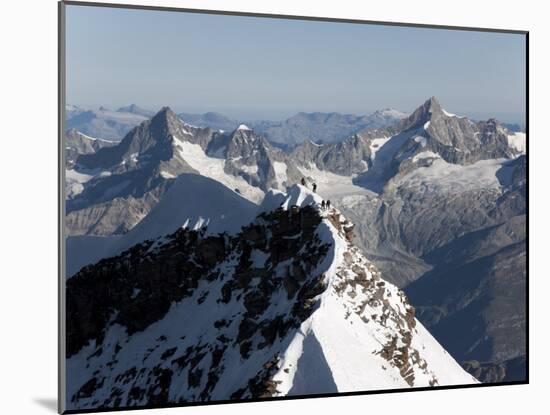 Climbers on the Lyskamm Peak in the Monte Rosa Massif, Italian Alps, Piedmont, Italy, Europe-Angelo Cavalli-Mounted Photographic Print