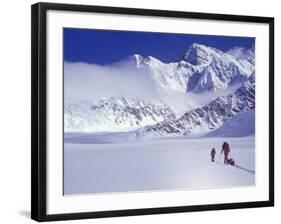 Climbers Ski Up the Kahiltna Glacier Towards Mount Mckinley-John Warburton-lee-Framed Photographic Print