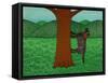 Climbing A Tree Black-Stephen Huneck-Framed Stretched Canvas