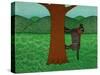 Climbing A Tree Black-Stephen Huneck-Stretched Canvas