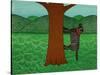 Climbing A Tree Black-Stephen Huneck-Stretched Canvas