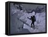 Climbing Across Ladder on Everest, Nepal-Michael Brown-Framed Stretched Canvas