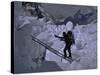 Climbing Across Ladder on Everest, Nepal-Michael Brown-Stretched Canvas