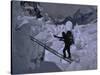 Climbing Across Ladder on Everest, Nepal-Michael Brown-Stretched Canvas