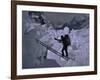 Climbing Across Ladder on Everest, Nepal-Michael Brown-Framed Premium Photographic Print