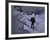 Climbing Across Ladder on Everest, Nepal-Michael Brown-Framed Premium Photographic Print