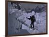 Climbing Across Ladder on Everest, Nepal-Michael Brown-Framed Premium Photographic Print