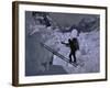 Climbing Across Ladder on Everest, Nepal-Michael Brown-Framed Photographic Print