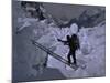 Climbing Across Ladder on Everest, Nepal-Michael Brown-Mounted Photographic Print
