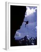 Climbing Baxter Pinnacle, Grand Teton National Park, Wyoming, USA-Howie Garber-Framed Premium Photographic Print