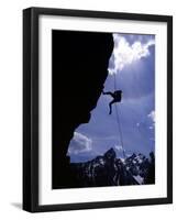 Climbing Baxter Pinnacle, Grand Teton National Park, Wyoming, USA-Howie Garber-Framed Photographic Print